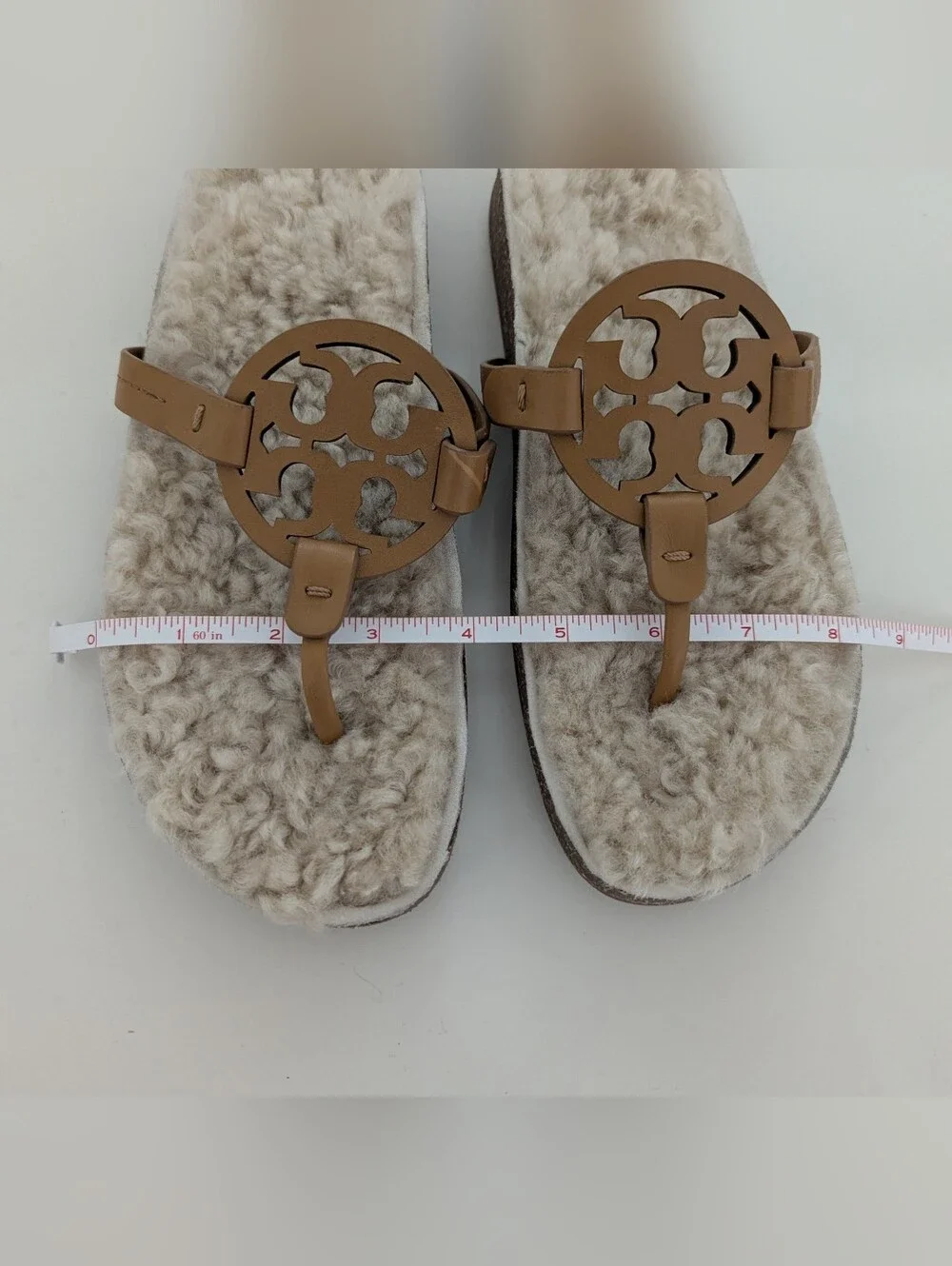EUC! Tory Burch Miller Cloud Shearling Sandal In Tan Size 8